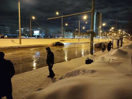 В Казани произошло прорыв подземных коммуникаций